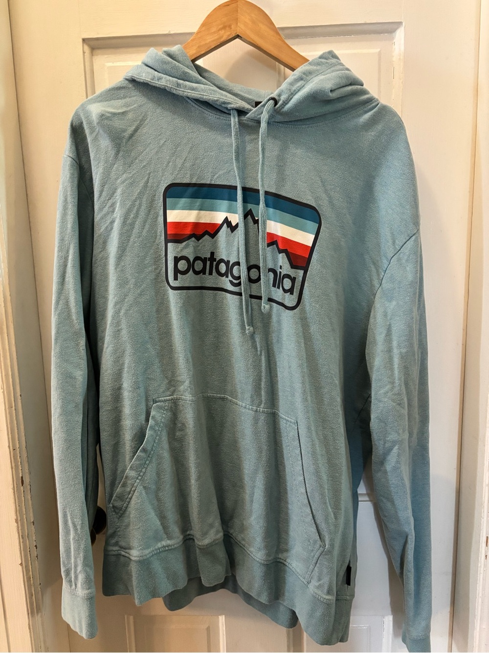 Patagonia worn wear line logo Hoodie made with organic cotton size XL